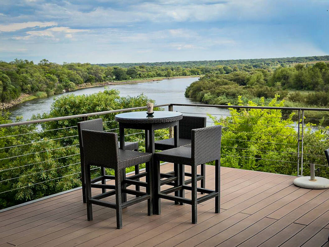 Deck tables above the river